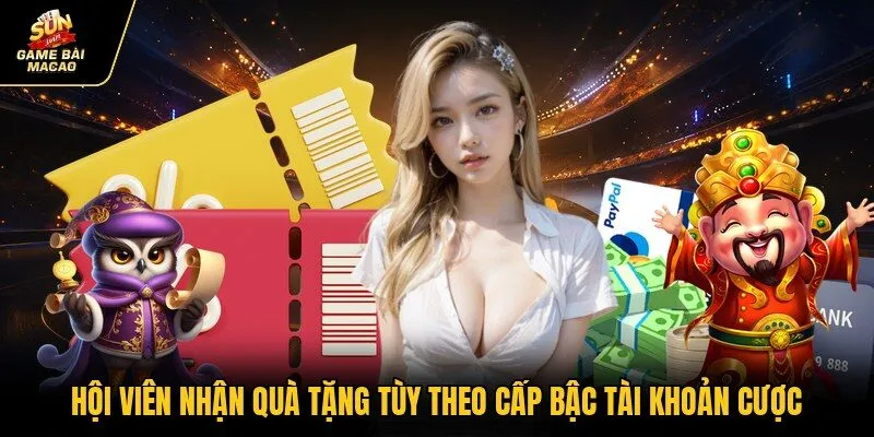 Hội viên nhận quà tặng tùy theo cấp bậc tài khoản cược